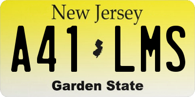 NJ license plate A41LMS