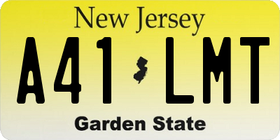 NJ license plate A41LMT