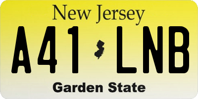 NJ license plate A41LNB