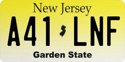 NJ license plate A41LNF