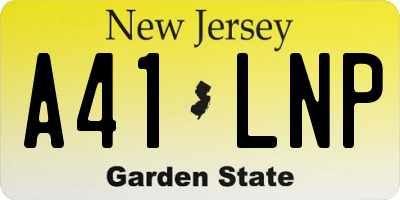 NJ license plate A41LNP