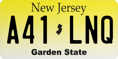 NJ license plate A41LNQ