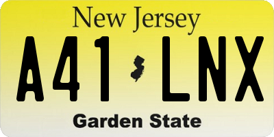 NJ license plate A41LNX