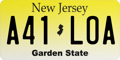NJ license plate A41LOA
