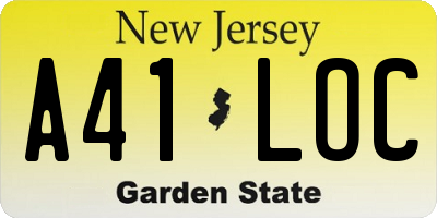 NJ license plate A41LOC