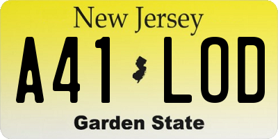 NJ license plate A41LOD