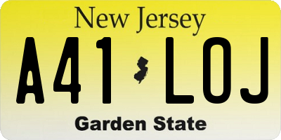NJ license plate A41LOJ