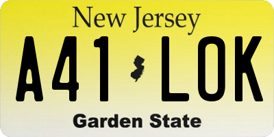 NJ license plate A41LOK