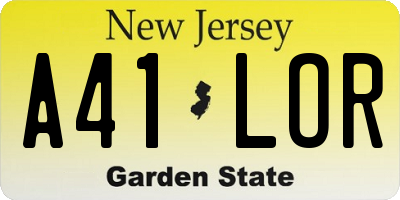 NJ license plate A41LOR