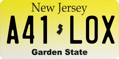 NJ license plate A41LOX