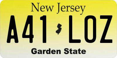 NJ license plate A41LOZ