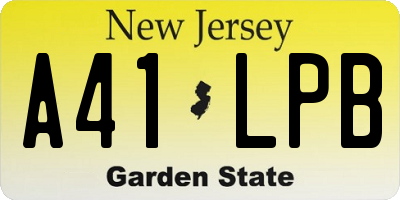 NJ license plate A41LPB