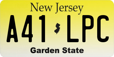 NJ license plate A41LPC
