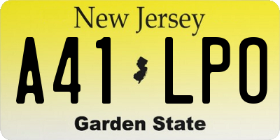 NJ license plate A41LPO