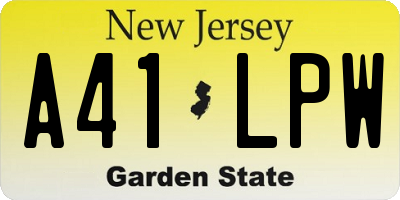 NJ license plate A41LPW