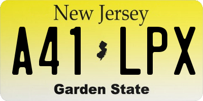 NJ license plate A41LPX