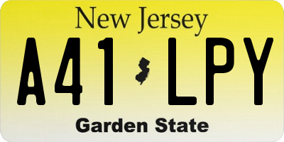 NJ license plate A41LPY