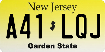 NJ license plate A41LQJ
