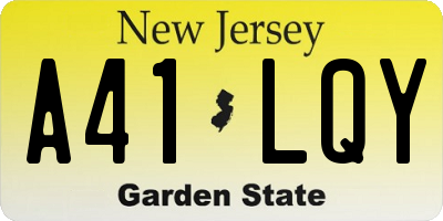 NJ license plate A41LQY