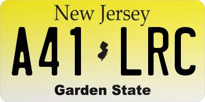 NJ license plate A41LRC