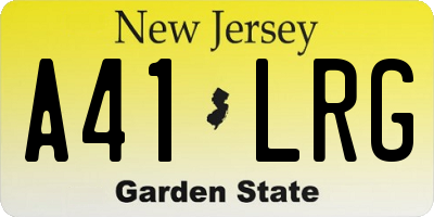 NJ license plate A41LRG