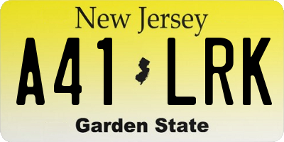 NJ license plate A41LRK