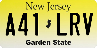 NJ license plate A41LRV