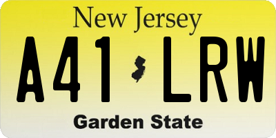 NJ license plate A41LRW