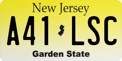 NJ license plate A41LSC