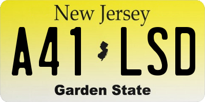 NJ license plate A41LSD
