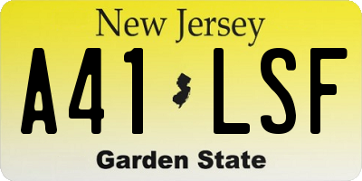 NJ license plate A41LSF