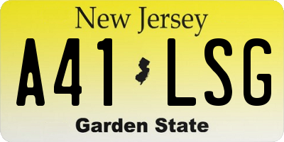 NJ license plate A41LSG