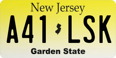 NJ license plate A41LSK
