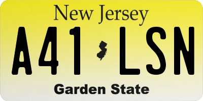 NJ license plate A41LSN