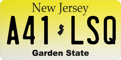 NJ license plate A41LSQ