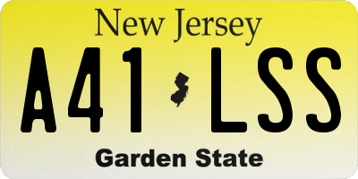 NJ license plate A41LSS