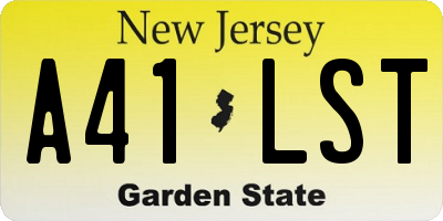 NJ license plate A41LST