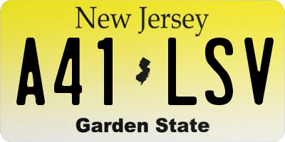 NJ license plate A41LSV