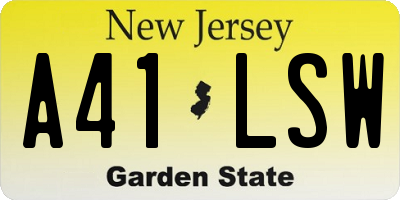 NJ license plate A41LSW