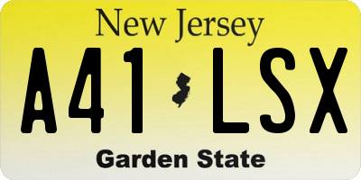 NJ license plate A41LSX