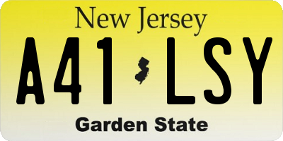 NJ license plate A41LSY