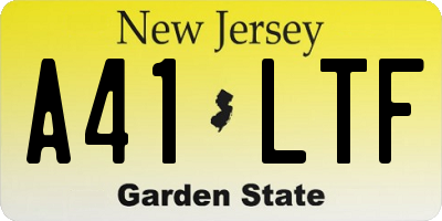 NJ license plate A41LTF