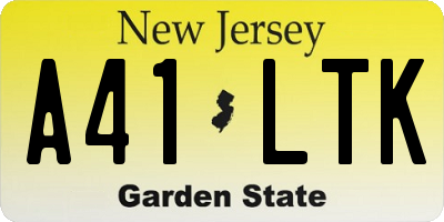 NJ license plate A41LTK
