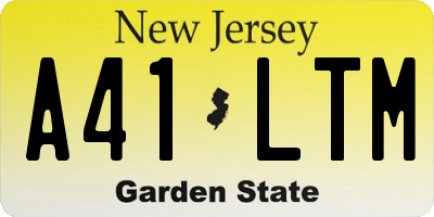 NJ license plate A41LTM