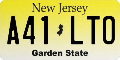 NJ license plate A41LTO