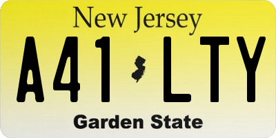 NJ license plate A41LTY