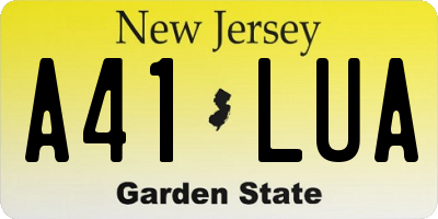 NJ license plate A41LUA