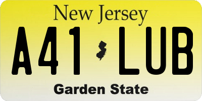 NJ license plate A41LUB