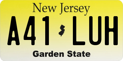 NJ license plate A41LUH