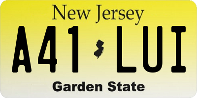 NJ license plate A41LUI
